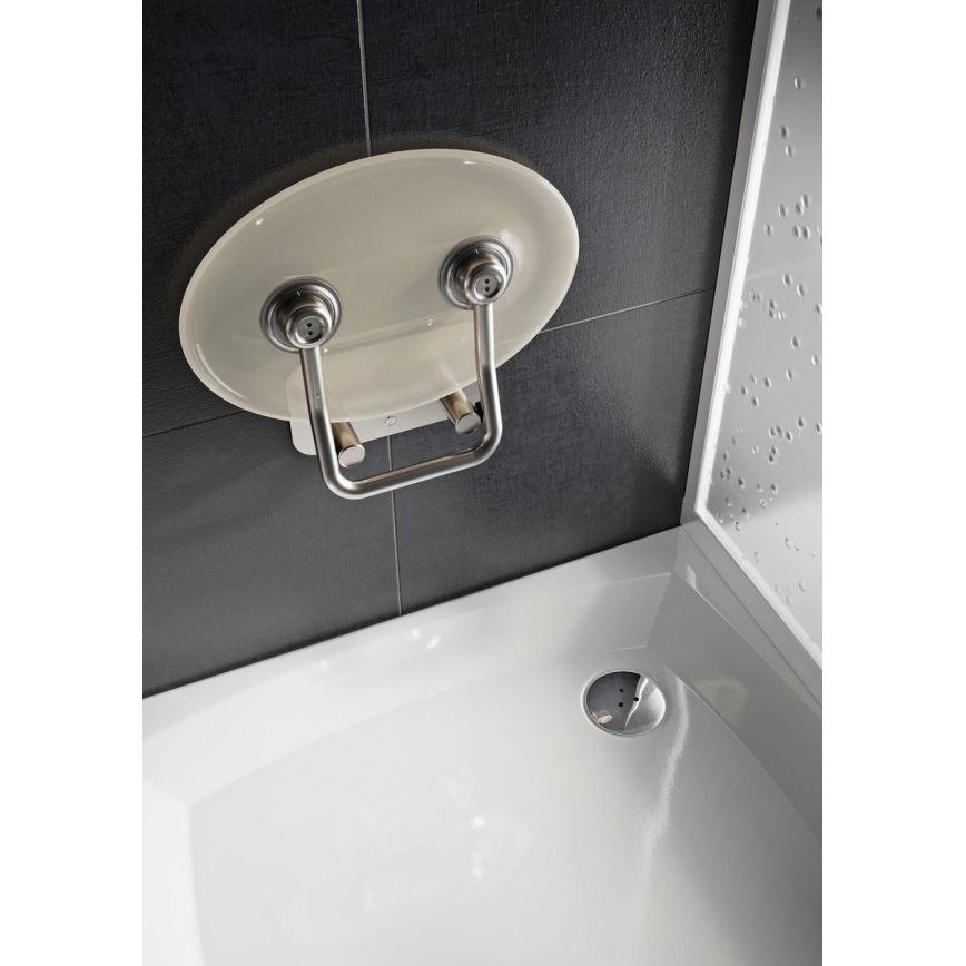 Ravak B8F0000048 - Assento de duche rebatível OVO em aço inoxidável