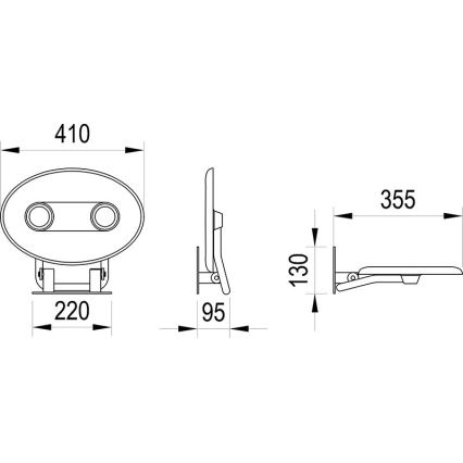 Ravak B8F0000048 - Assento de duche rebatível OVO em aço inoxidável