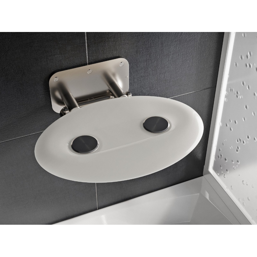 Ravak B8F0000049 - Assento de duche rebatível OVO em aço inoxidável
