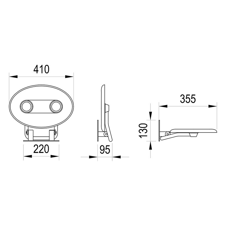 Ravak B8F0000049 - Assento de duche rebatível OVO em aço inoxidável
