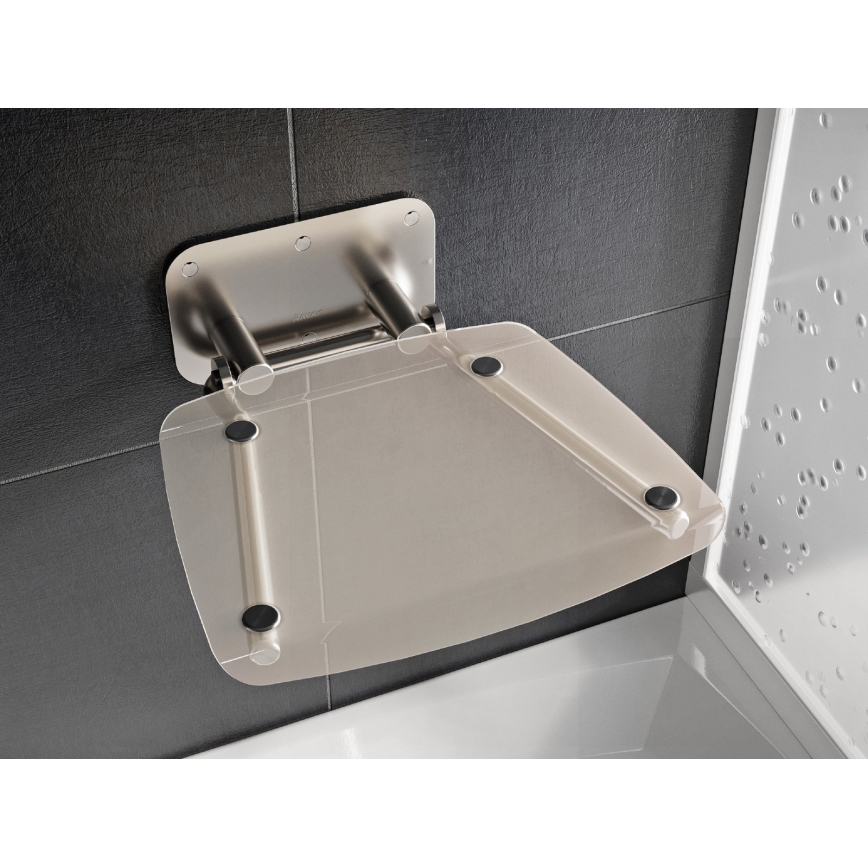 Ravak B8F0000051 - Assento de duche rebatível OVO em aço inoxidável
