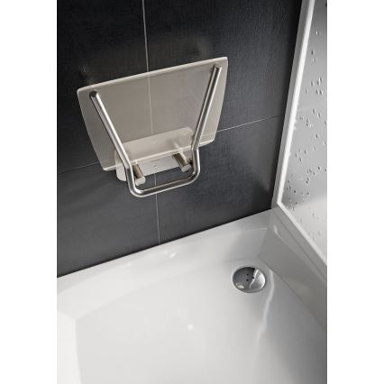 Ravak B8F0000051 - Assento de duche rebatível OVO em aço inoxidável