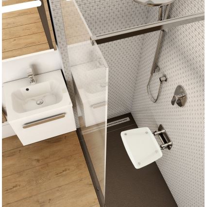 Ravak B8F0000051 - Assento de duche rebatível OVO em aço inoxidável