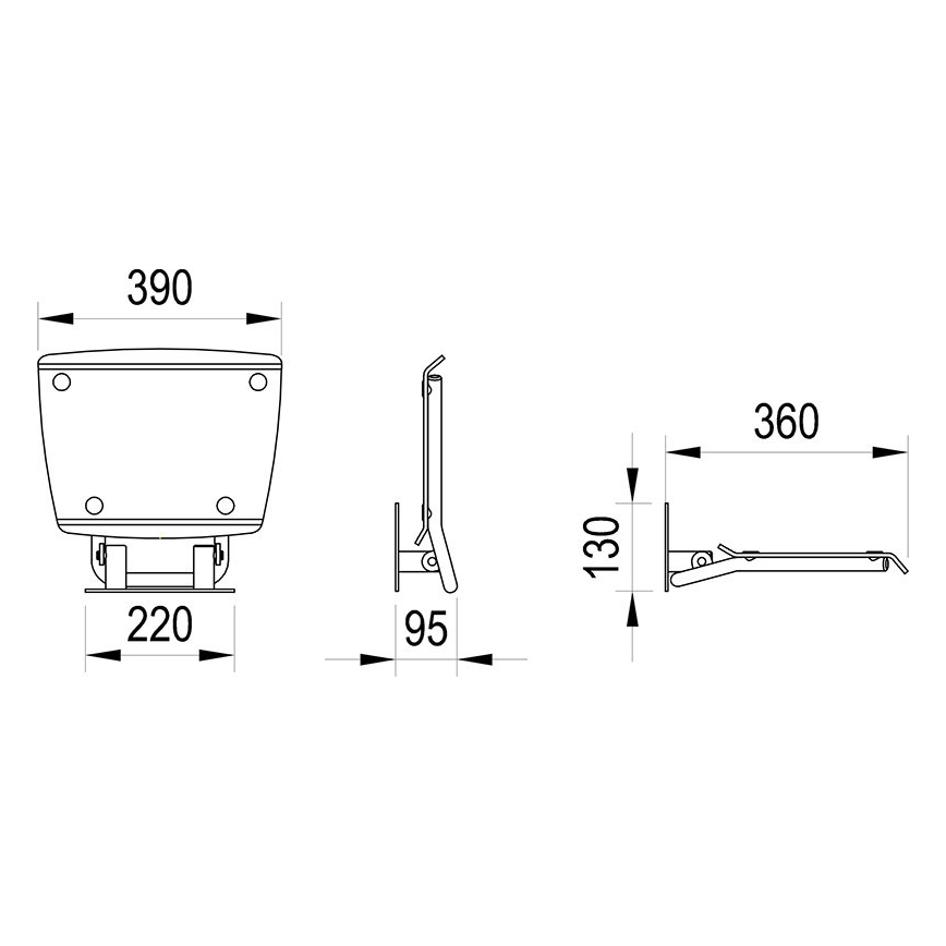 Ravak B8F0000051 - Assento de duche rebatível OVO em aço inoxidável