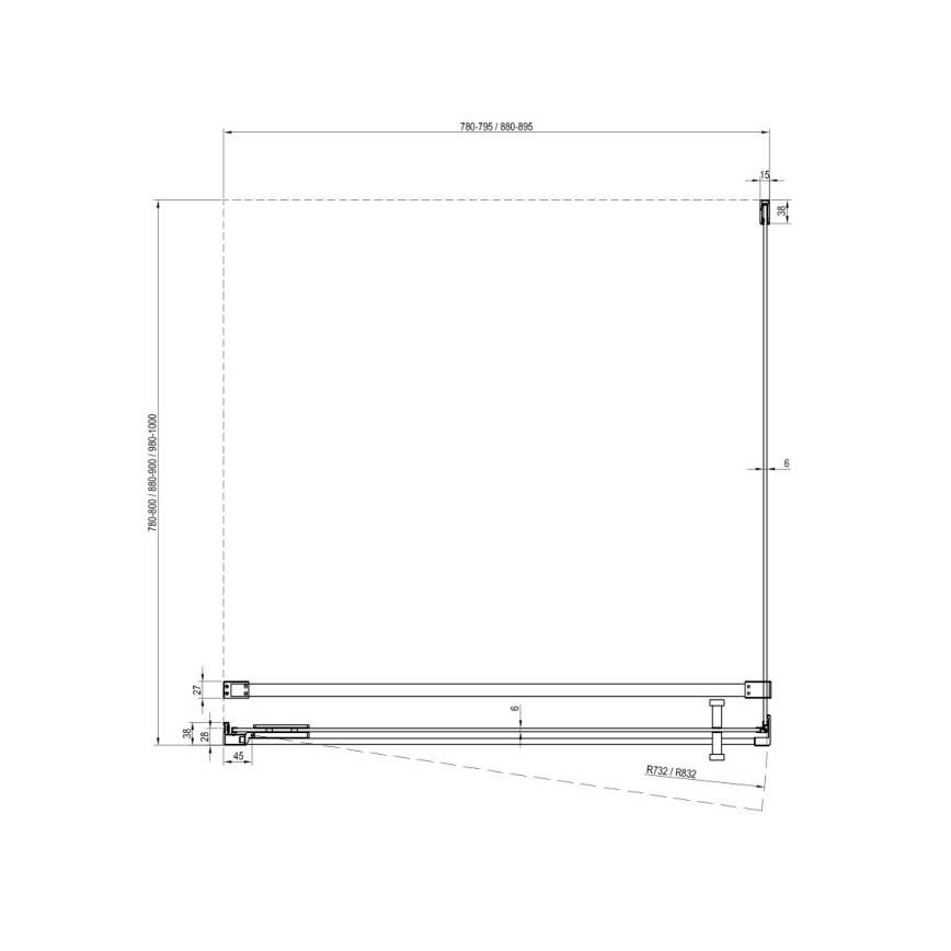 Ravak - Cabine de duche COOL 90x80 cm com acabamento cromado brilhante