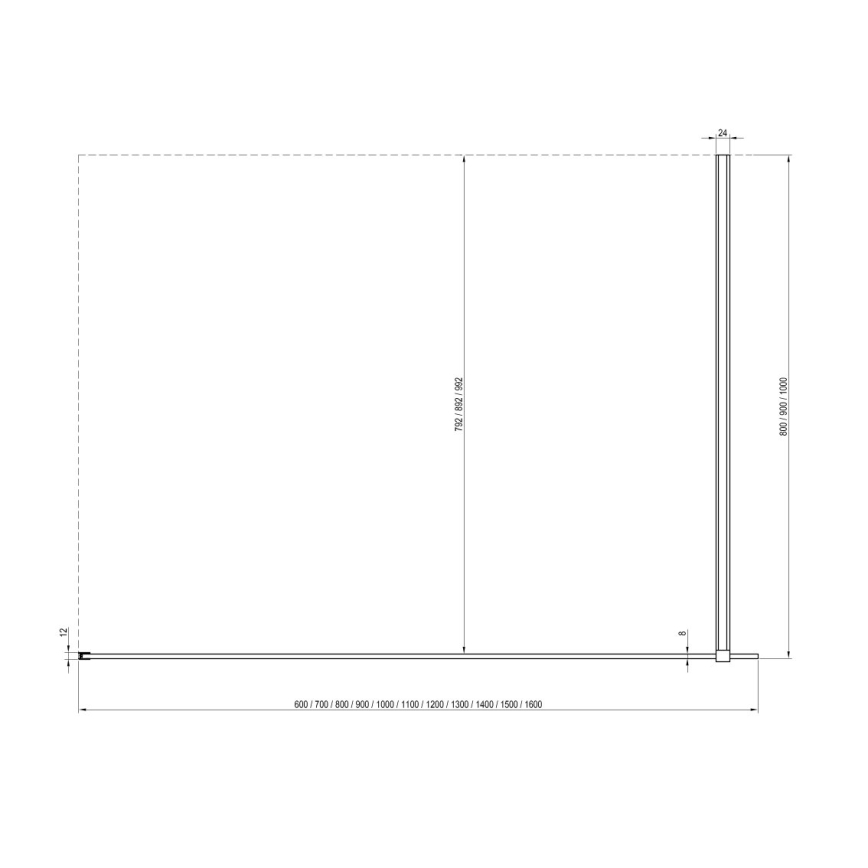 Ravak GW9WA030SZ1 - Cabine de duche WALK-IN 100x200 cm preta