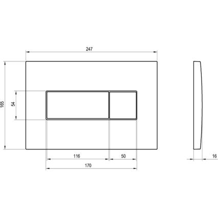 Ravak X01456 - Botão de descarga UNI 24,7x16,5 cm cromado mate