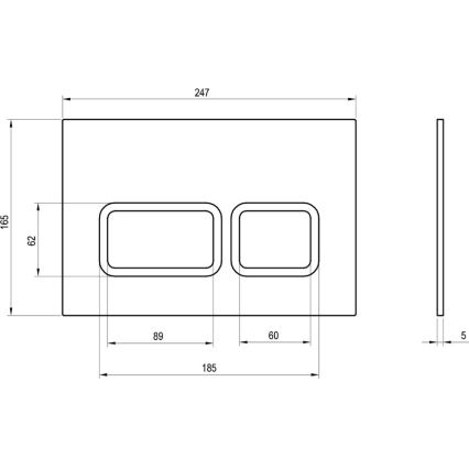 Ravak X01739 - Botão de descarga TWIN 24,7 x 16,5 cm branco