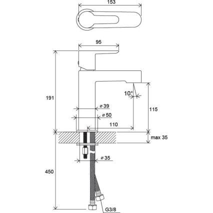 Ravak X070113 - Misturador para lavatório PURI 19,1 cm cromado brilhante