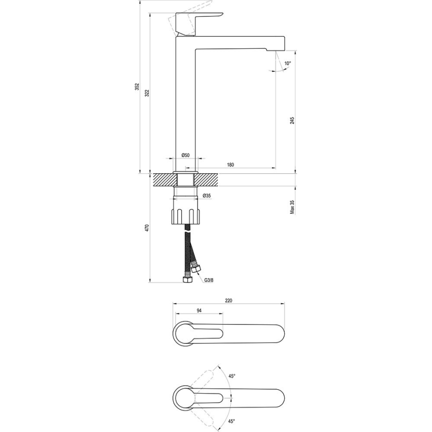 Ravak X070114 - Misturadora para lavatório PURI 32,2 cm cromo brilhante