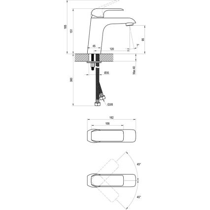 Ravak X070118 - Misturador de lavatório FLAT 15,1 cm cromado brilhante