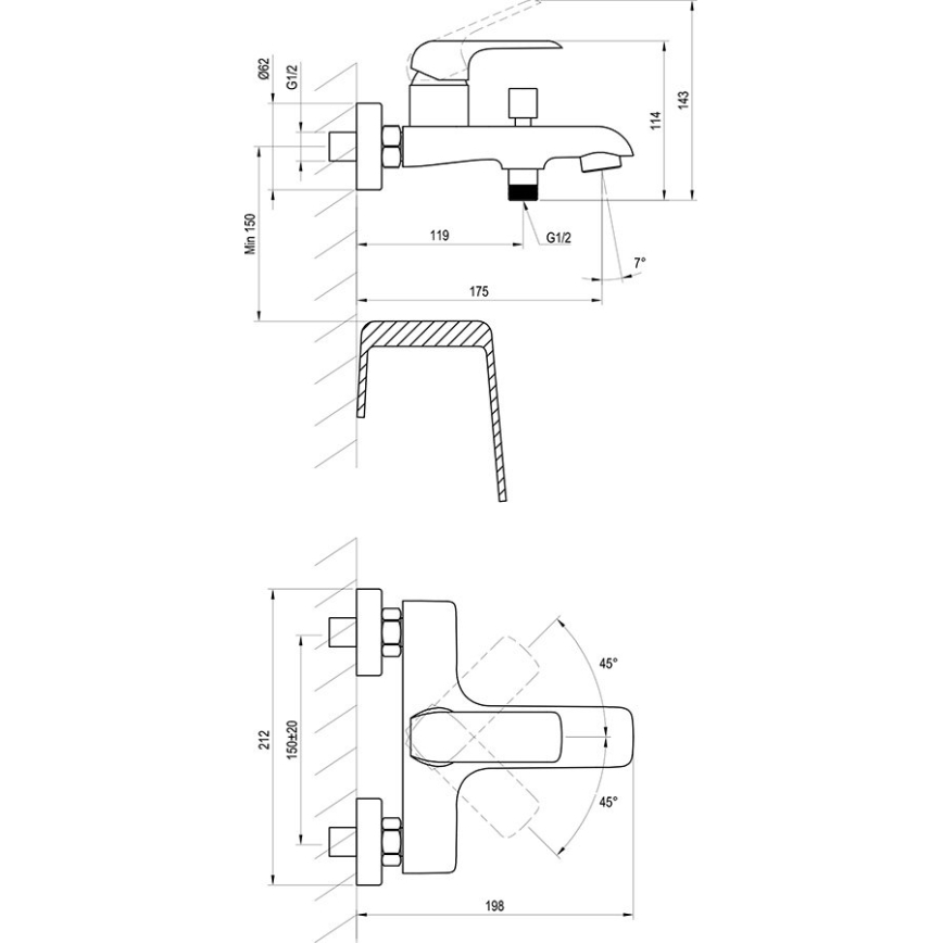 Ravak X070119 - Misturador de banheira FLAT cromado brilhante