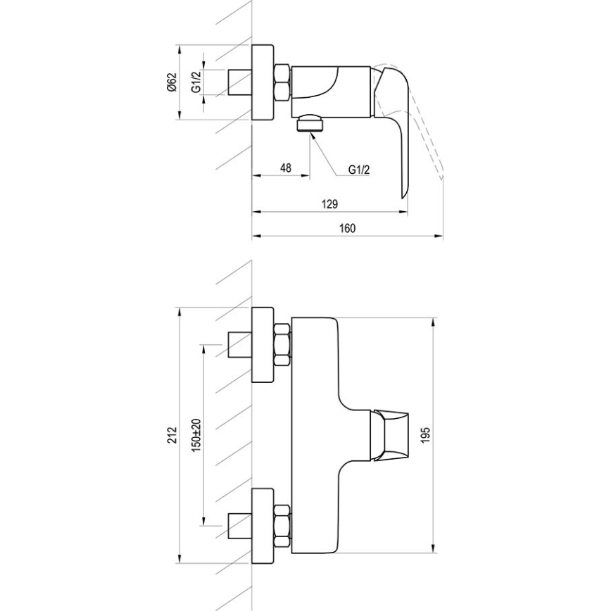 Ravak X070121 - Misturador para duche FLAT, cromado brilhante