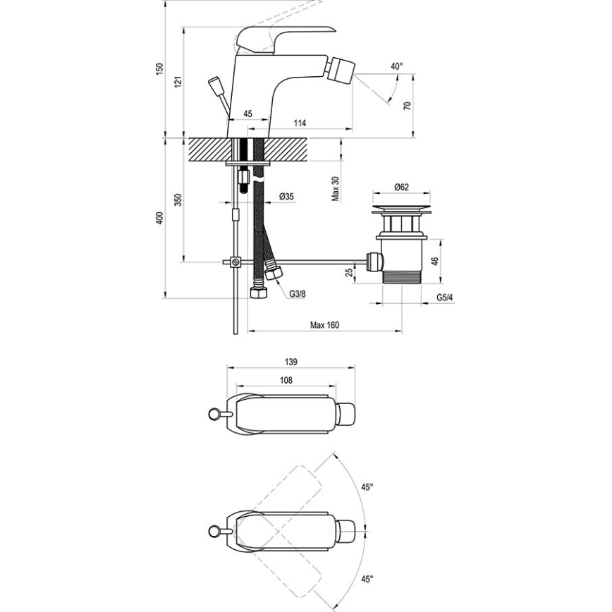 Ravak X070122 - Misturador para bidé FLAT cromado brilhante