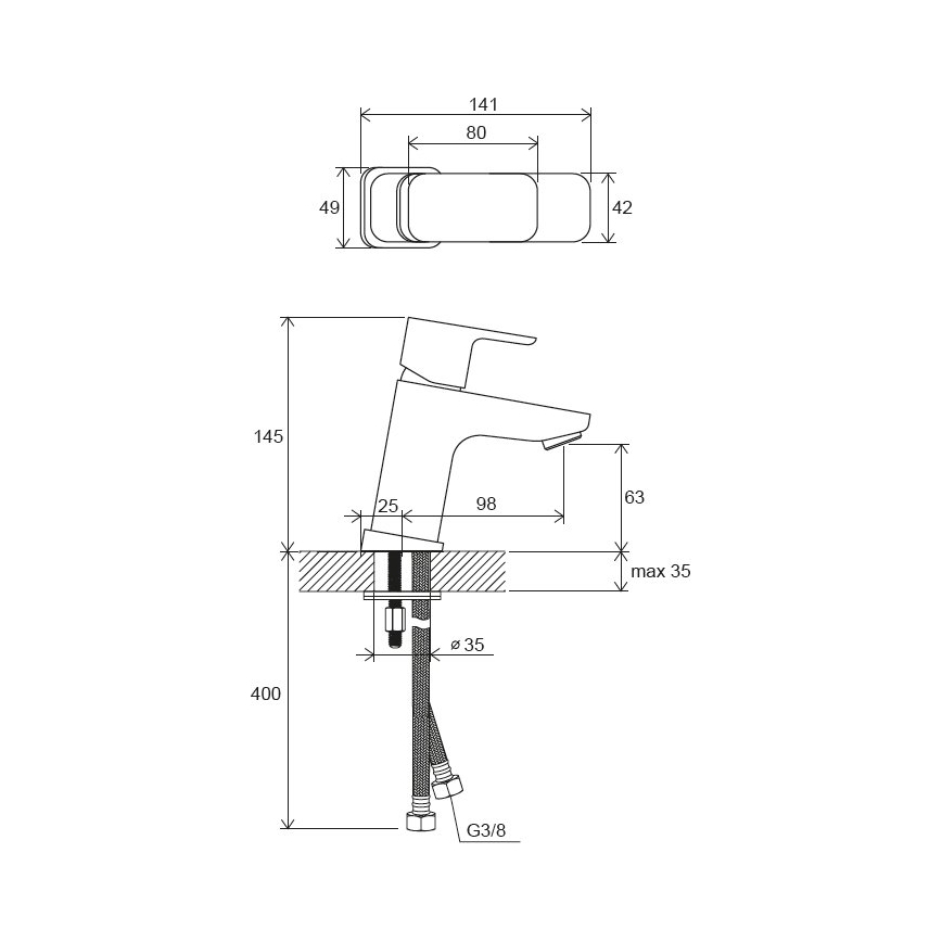 Ravak X070127 - Torneira para lavatório FREE 14,5 cm cromado brilhante