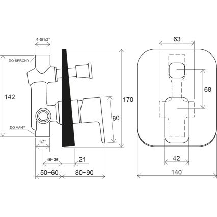 Ravak X070134 - Misturador de duche para instalação embutida FREE, cromado brilhante