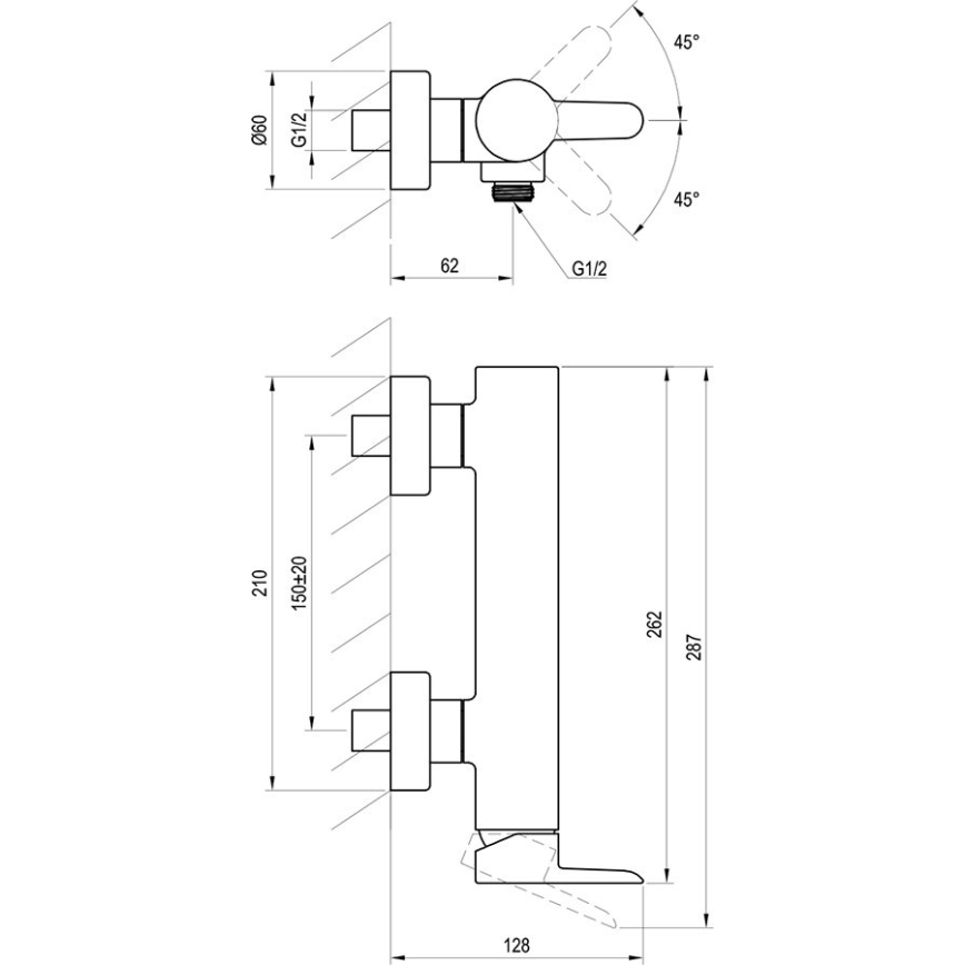 Ravak X070145 - Misturador de duche PURI em cromo brilhante