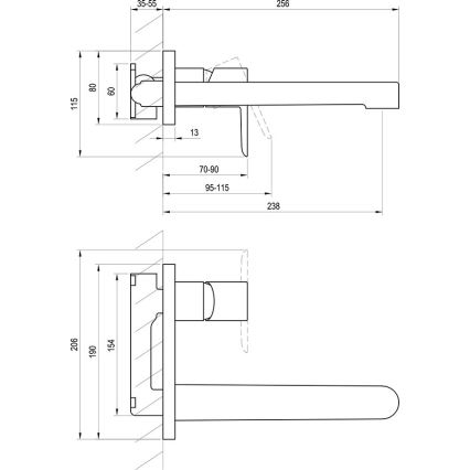Ravak X070146 - Misturadora de lavatório para instalação encastrada PURI, acabamento cromado brilhante