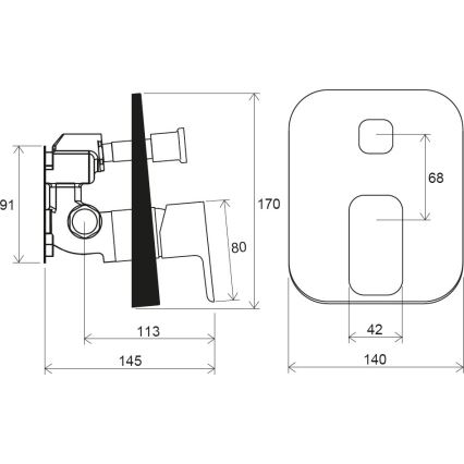 Ravak X070158 - Misturador de duche encastrado FREE, preto