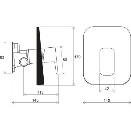 Ravak X070159 - Misturador de duche para instalação encastrada FREE preto
