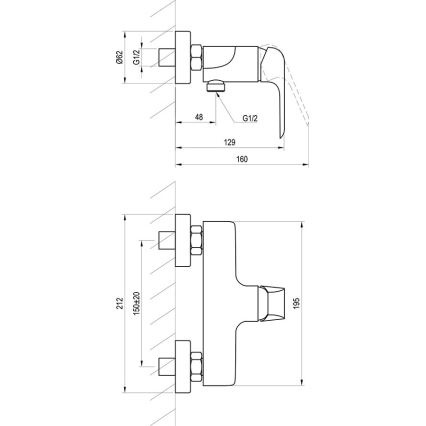 Ravak X070177 - Misturador de duche FLAT preto mate