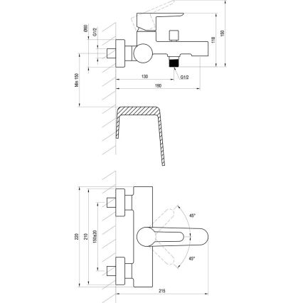 Ravak X070192 - Misturador para banheira PURI preto