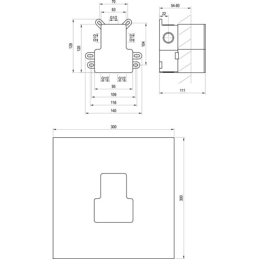 Ravak X070234 - Corpo base para misturadores embutidos R-BOX 12,9x14 cm