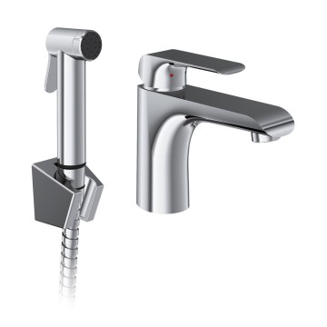 Ravak X070438 - Torneira de lavatório com ducha de bidé FLAT cromo brilhante