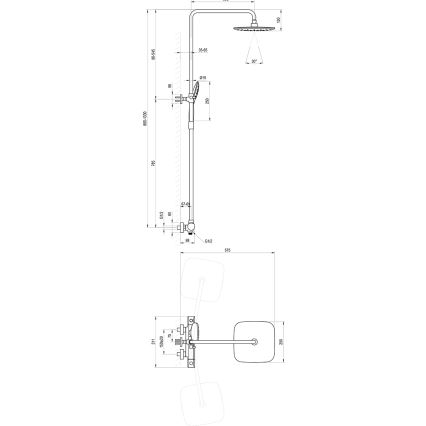 Ravak X070442 - Conjunto de duche com bateria termostática FLAT cromado brilhante