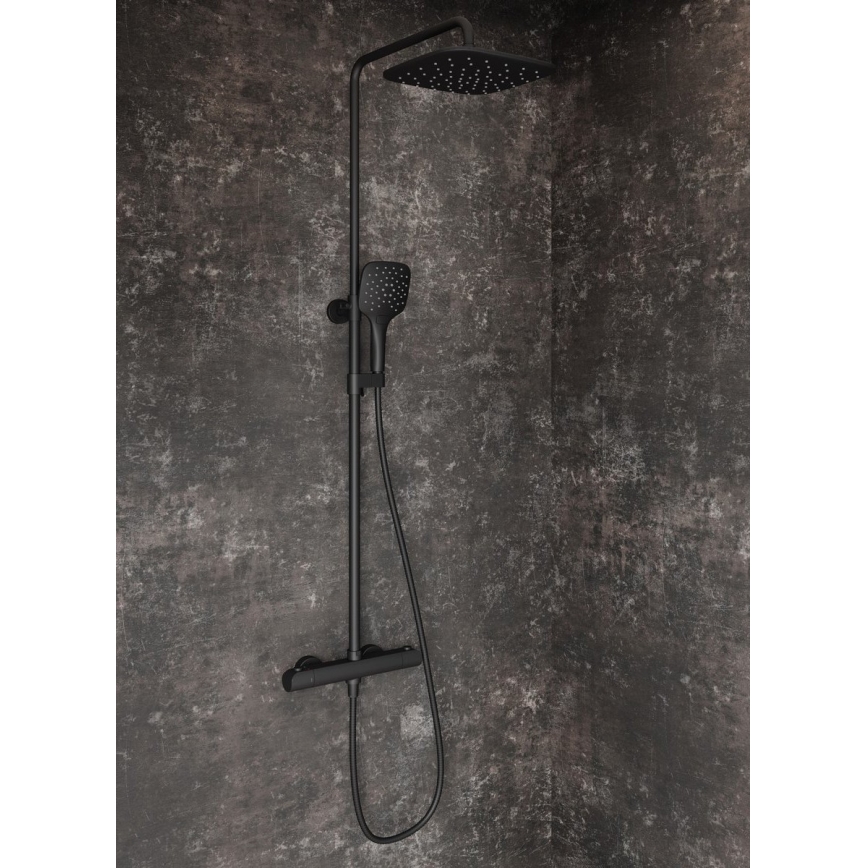 Ravak X070443 - Conjunto de duche FLAT com misturador termostático, preto mate