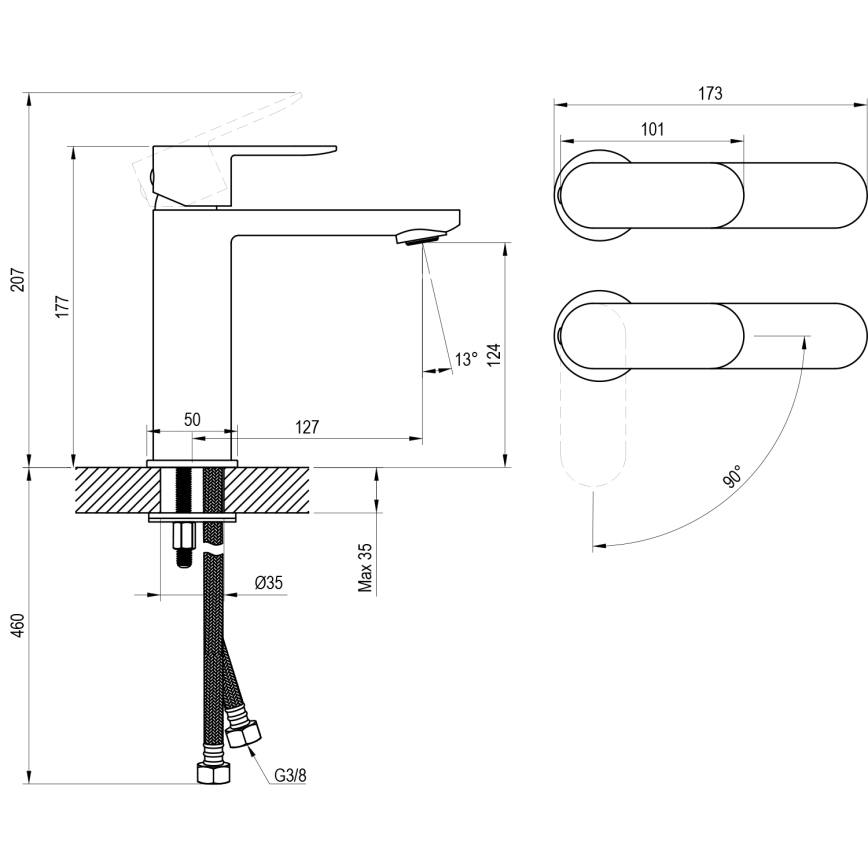 Ravak X070448 - Torneira para lavatório CHROME 17,7 cm cromado brilhante