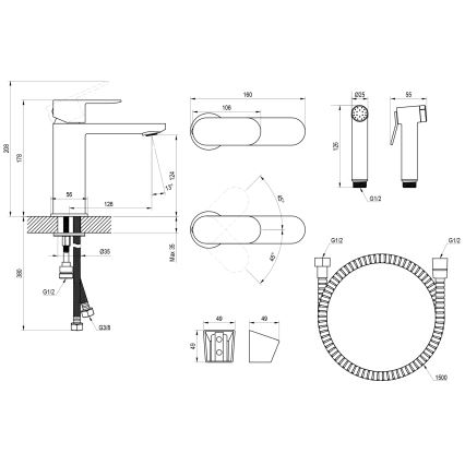 Ravak X070462 - Torneira de lavatório com ducha para bidé CHROME preta