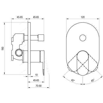 Ravak X070466 - Misturador de duche para instalação encastrada CHROME preto