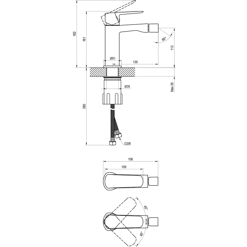 Ravak X070475 - Misturador para bidé LIFE cromado brilhante