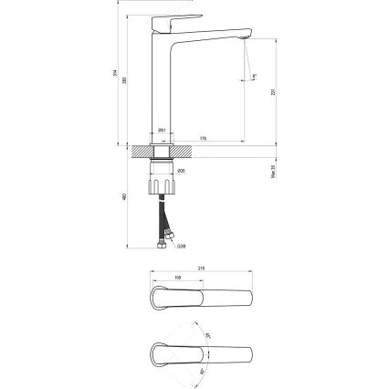 Ravak X070478 - Torneira de lavatório LIFE 28 cm preta