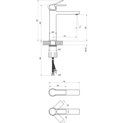 Ravak X070489 - Torneira de lavatório SOLAR 23 cm preta