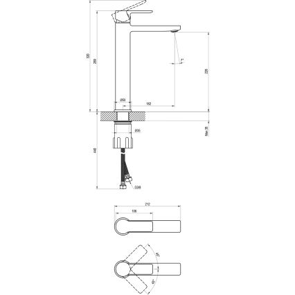 Ravak X070490 - Misturadora de lavatório SOLAR 29 cm preta