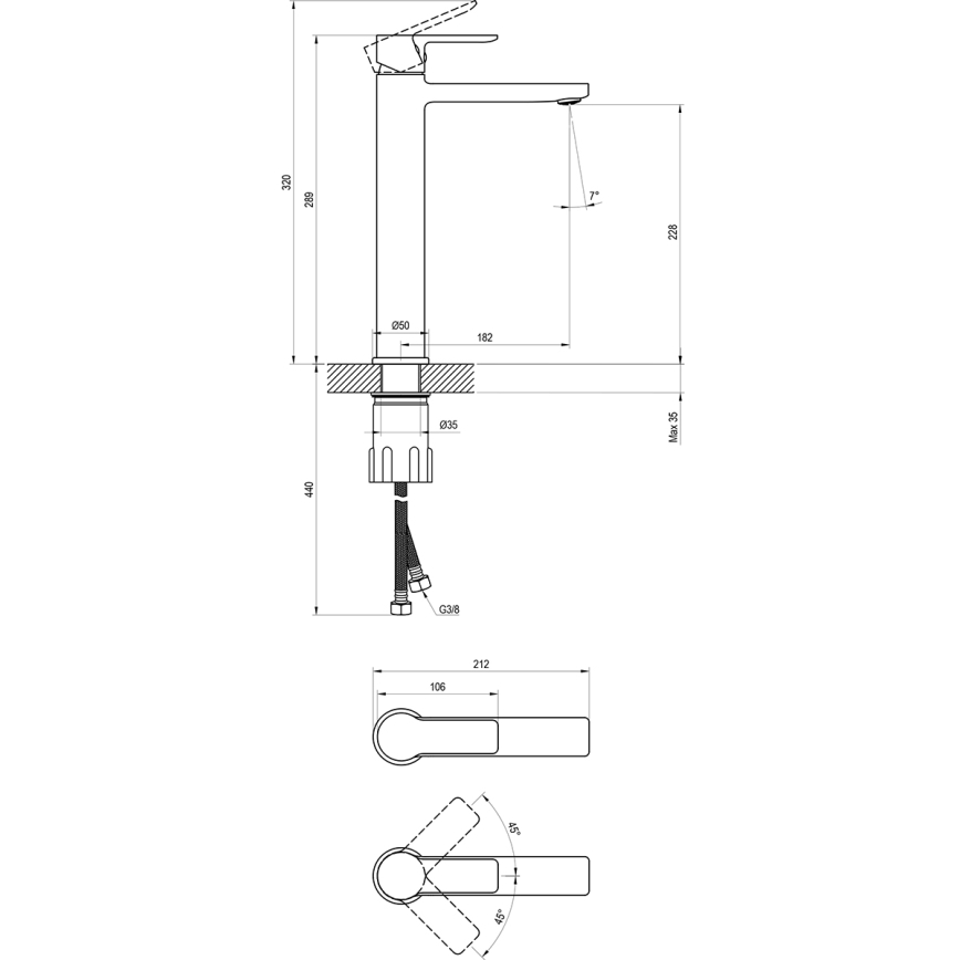 Ravak X070490 - Misturadora de lavatório SOLAR 29 cm preta