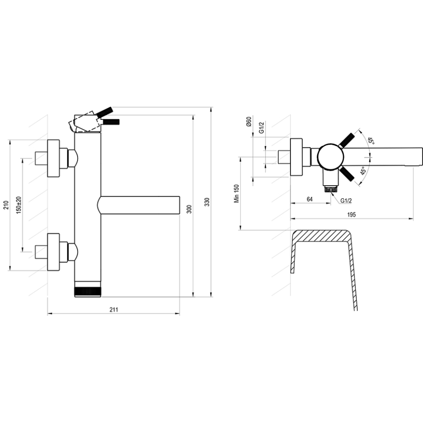 Ravak X070646 - Misturador de banheira NOX, inox escovado