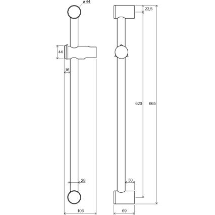 Ravak X07P012 - Barra de duche 66,5 cm cromado brilhante