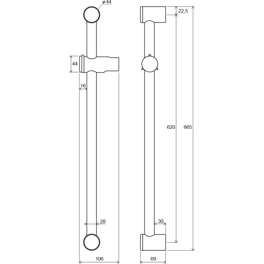 Ravak X07P012 - Barra de duche 66,5 cm cromado brilhante