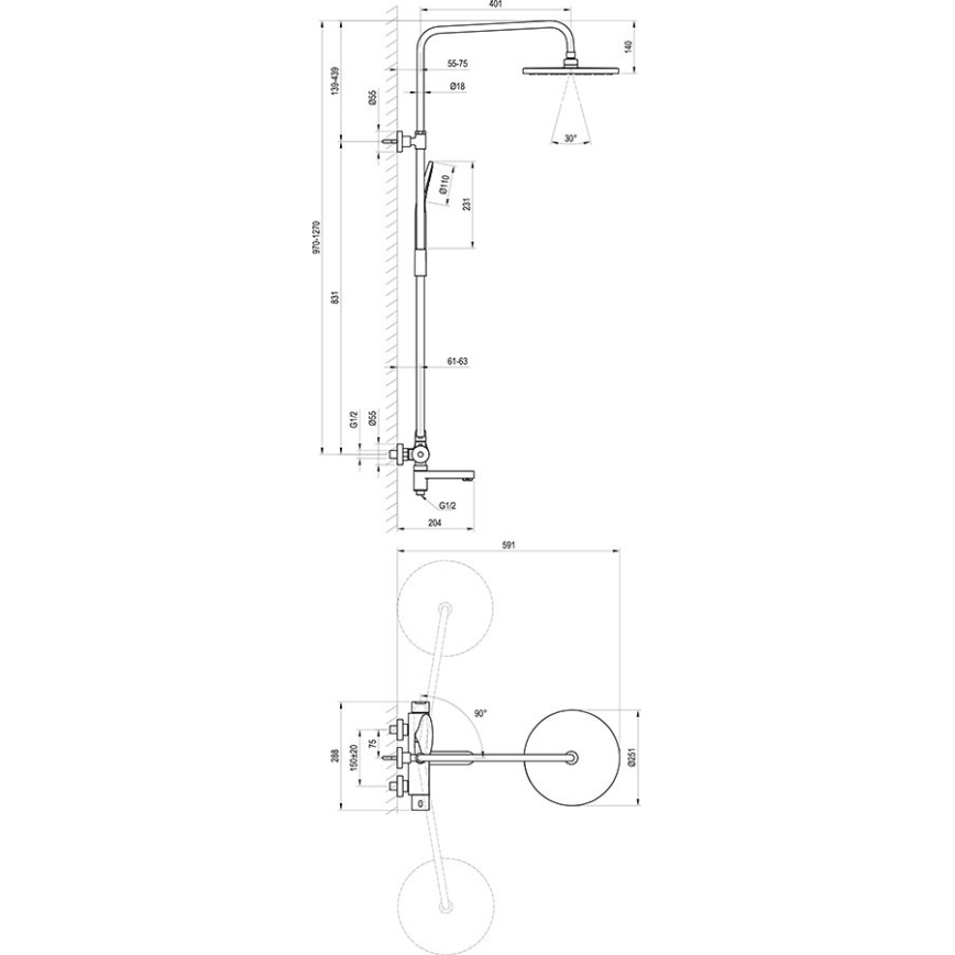Ravak X07P642 - Conjunto de duche com misturador, cromado brilhante