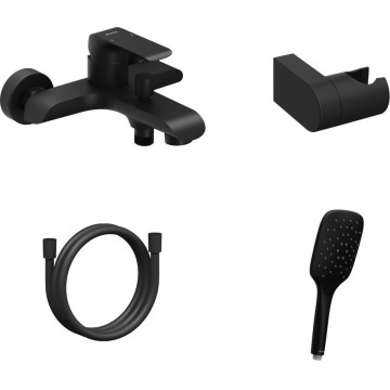 Ravak X07S114 - Conjunto de banheira com misturador FLAT preto mate