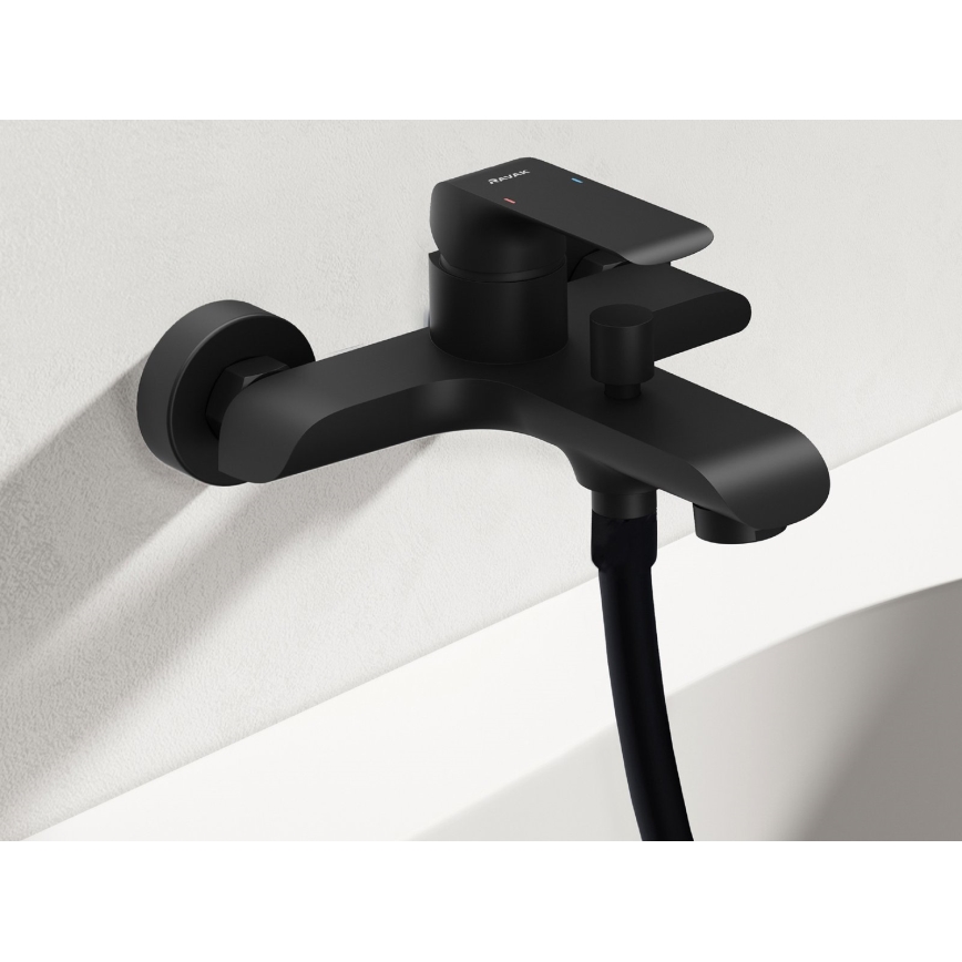 Ravak X07S114 - Conjunto de banheira com misturador FLAT preto mate