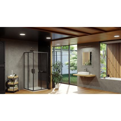 Ravak X1LM70300Z1 - Cabine de duche de canto BLIX SLIM 90x90 cm, de quatro painéis, preta