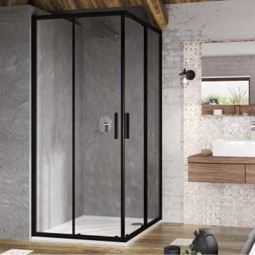 Ravak X1LM70300Z1 - Cabine de duche de canto BLIX SLIM de quatro painéis, 90x90 cm, cor preta
