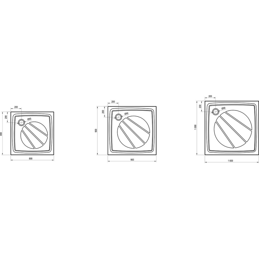 Ravak XA037701010 - Base de duche quadrada PERSEUS 90x90 cm branca