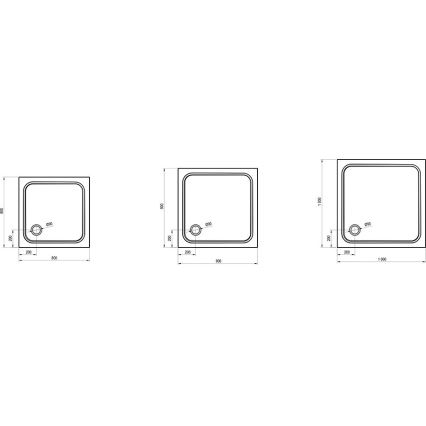 Ravak XA047701010 - Base de duche quadrada PERSEUS 90x90 cm branca