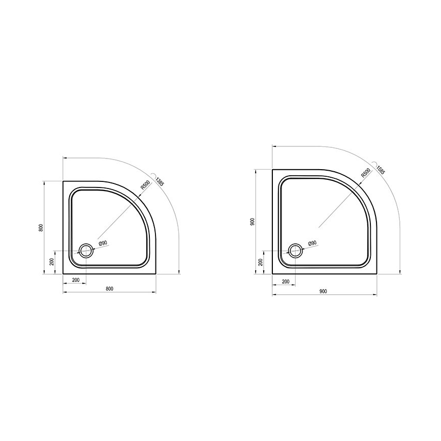 Ravak XA247701010 - Base de duche quadrante ELIPSO 90x90 cm branca