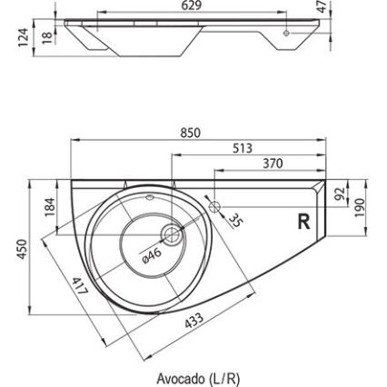 Ravak XJ1P1100000 - Lavatório suspenso AVOCADO 85x45 cm mármore fundido/branco